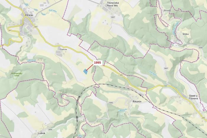 Dražba lesa, Žďárec, 1995 m2