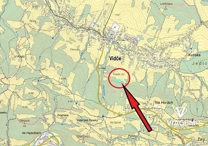 Prodej podílu pole, Vidče, 943 m2