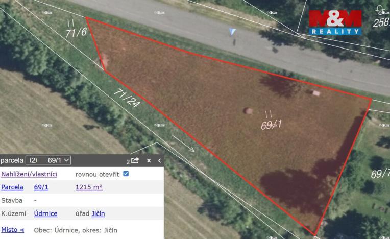 Prodej pozemku pro bydlení, Údrnice, 1215 m2