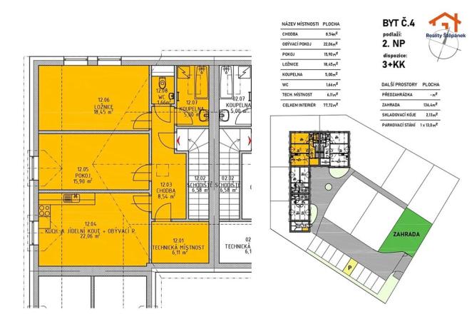 Prodej bytu 3+kk, Jílovice, 77 m2