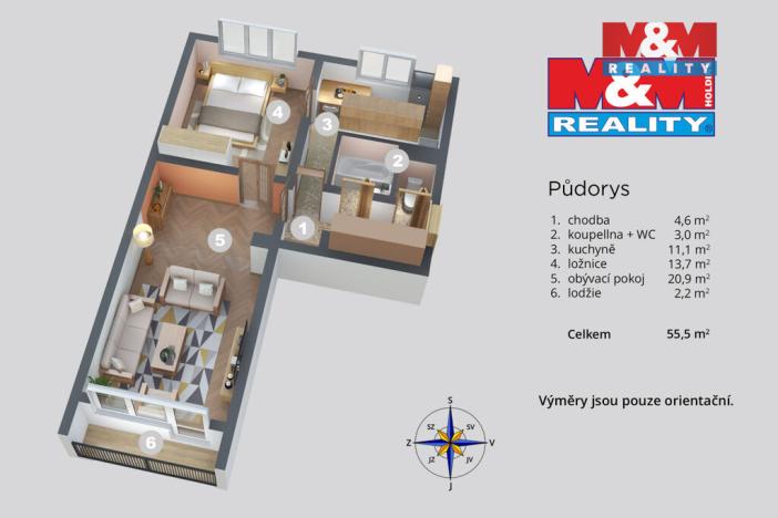 Prodej bytu 2+1, Děčín, Kamenická, 53 m2