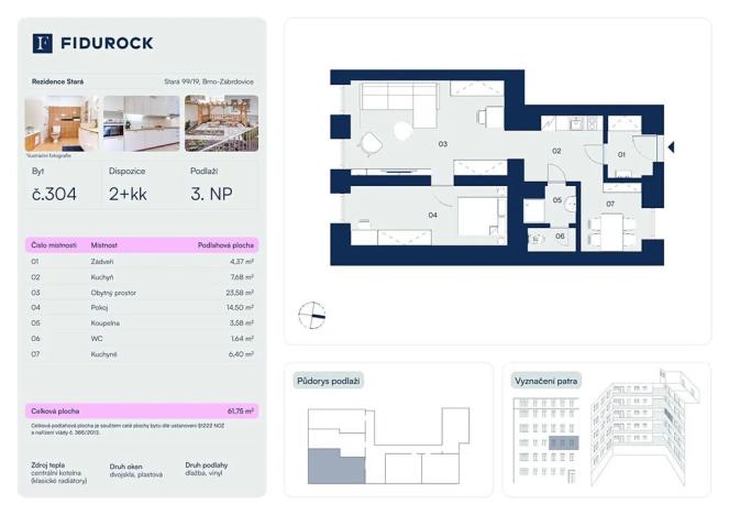 Prodej bytu 2+kk, Brno, Stará, 68 m2