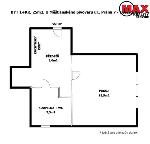 Pronájem bytu 1+kk, Praha - Holešovice, U měšťanského pivovaru, 25 m2