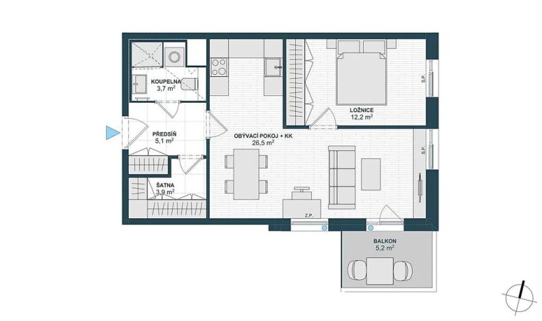 Prodej bytu 2+kk, Praha - Horní Měcholupy, Milánská, 59 m2
