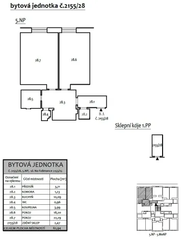 Prodej bytu 2+kk, Praha - Vinohrady, Na Folimance, 61 m2