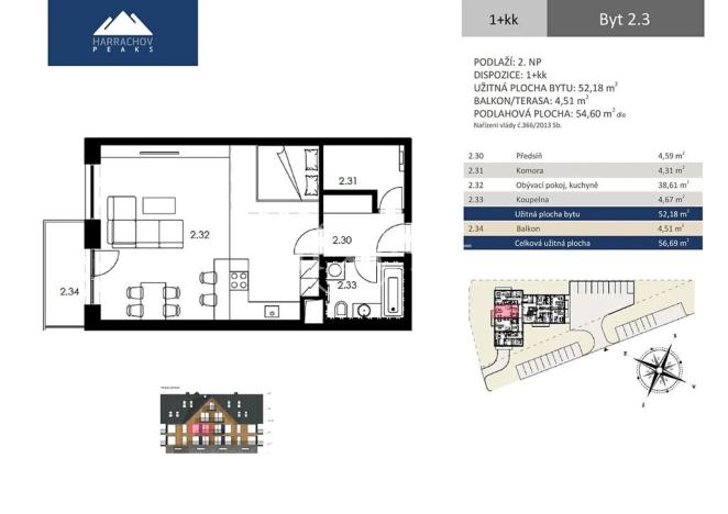 Prodej bytu 1+kk, Harrachov, 52 m2