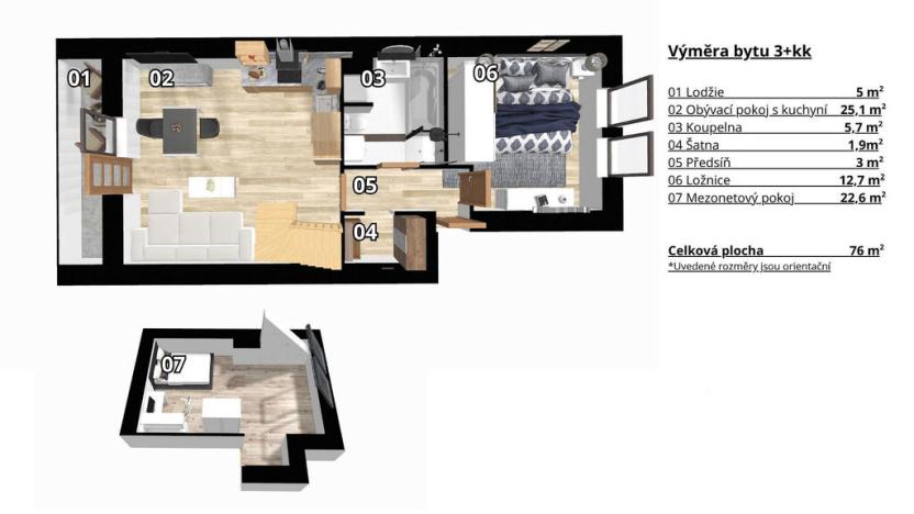 Prodej bytu 3+kk, Velešovice, 71 m2