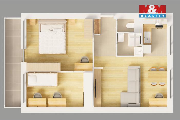 Prodej bytu 3+1, Pardubice - Polabiny, Lidická, 55 m2