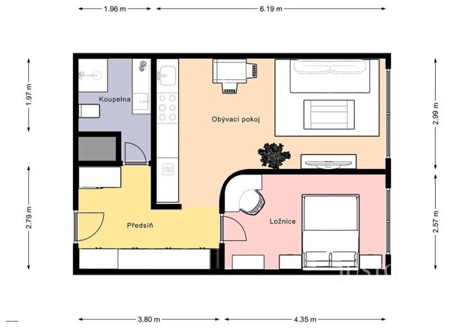 Pronájem bytu 2+kk, Praha - Chodov, Hráského, 46 m2