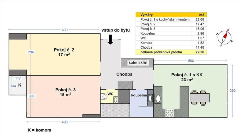 Pronájem bytu 2+1, Praha - Žižkov, Fibichova, 72 m2