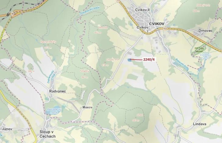 Dražba lesa, Cvikov, 8809 m2