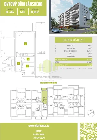 Pronájem bytu 1+kk, Olomouc, Janského, 38 m2