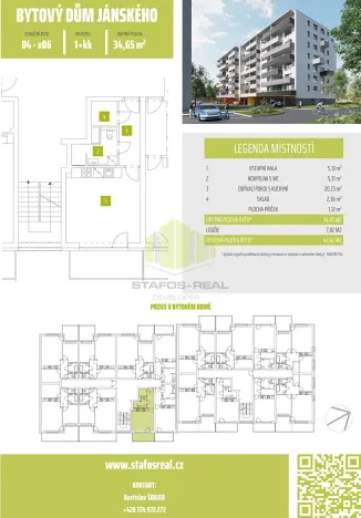 Pronájem bytu 1+kk, Olomouc, Janského, 33 m2