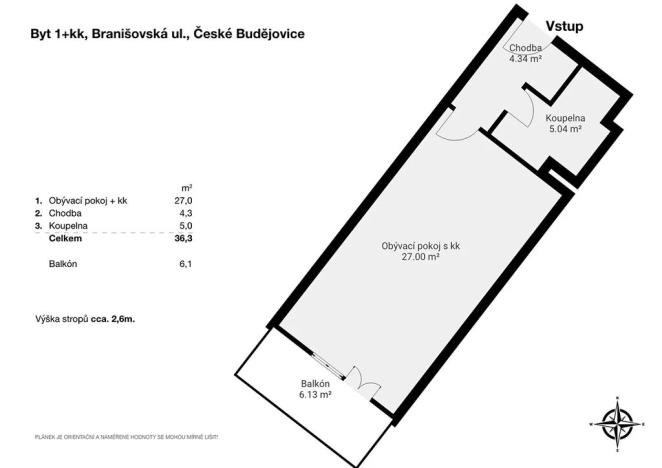 Pronájem bytu 1+kk, České Budějovice, 43 m2