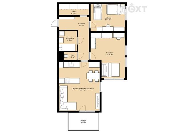 Prodej bytu 3+kk, Hluboká nad Vltavou, Selská pole, 71 m2
