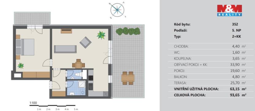 Pronájem bytu 2+kk, Rychnov nad Kněžnou, Javornická, 63 m2