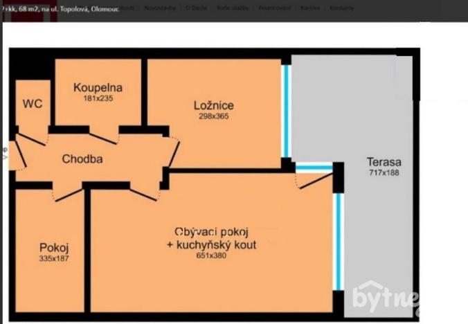 Pronájem bytu 3+kk, Olomouc - Slavonín, Topolová, 58 m2