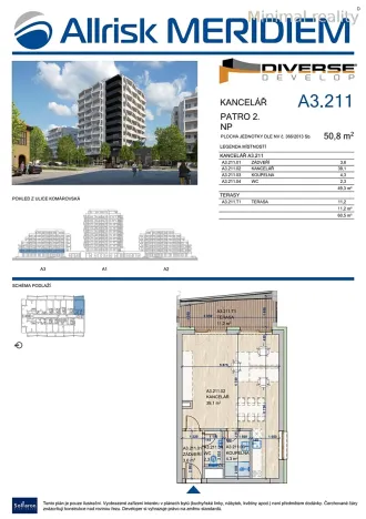 Pronájem kanceláře, Brno, Komárovská, 61 m2