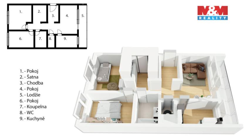 Prodej bytu 3+1, Pardubice - Studánka, Bartoňova, 69 m2