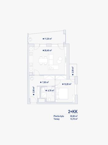 Pronájem bytu 2+kk, Brno - Komárov, Komárovská, 56 m2