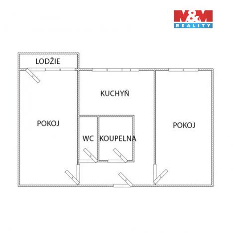 Pronájem bytu 2+1, Ostrava - Poruba, Větrná, 54 m2
