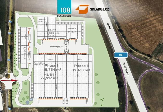 Pronájem skladu, Hustopeče, 8500 m2