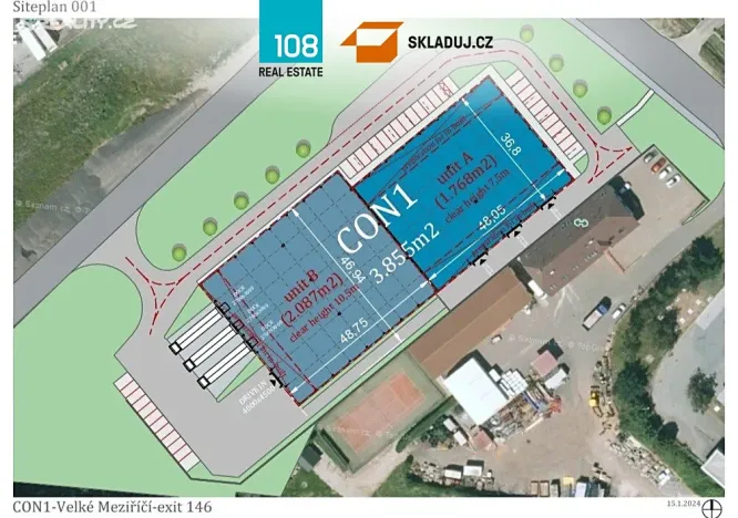 Pronájem skladu, Velké Meziříčí, Karlov, 1768 m2