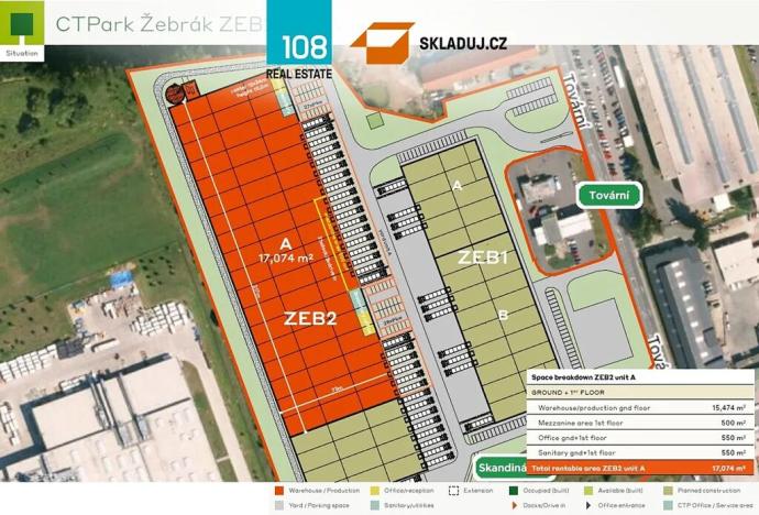 Pronájem skladu, Žebrák, Tovární, 8000 m2