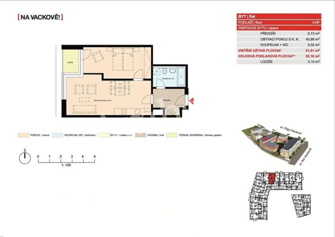 Pronájem bytu 2+kk, Praha - Žižkov, Olgy Havlové, 54 m2