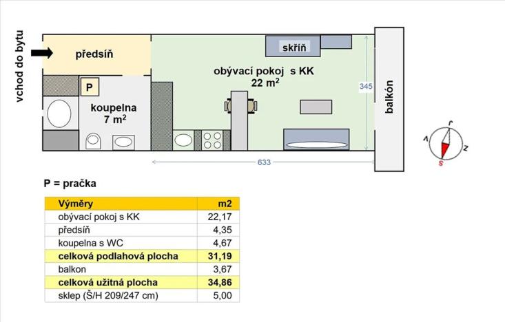 Pronájem bytu 1+kk, Praha - Malešice, Nad úžlabinou, 31 m2