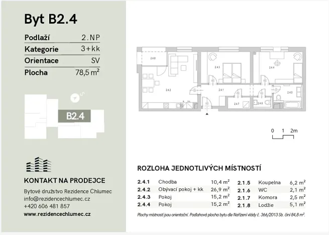 Prodej bytu 3+kk, Chlumec nad Cidlinou, Komenského, 78 m2