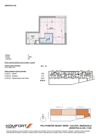 Prodej bytu 1+kk, Brno, Kalová, 36 m2