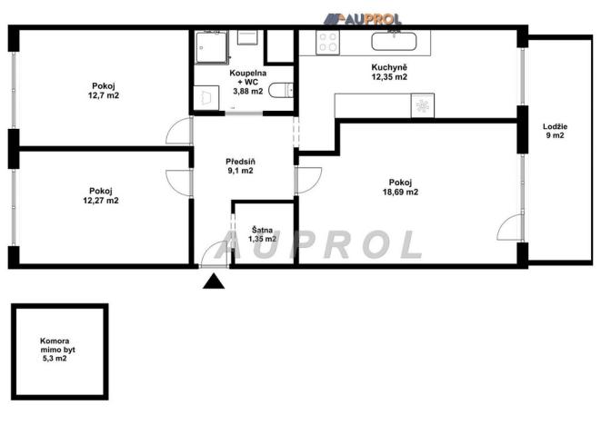 Prodej bytu 3+1, Praha - Černý Most, Kpt. Stránského, 85 m2