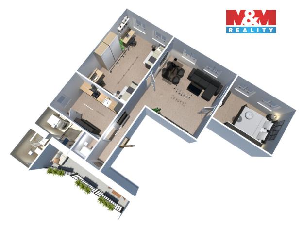 Pronájem bytu 3+1, Chomutov, Ruská, 92 m2