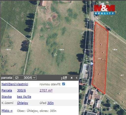 Prodej pozemku pro bydlení, Úhlejov, 1354 m2