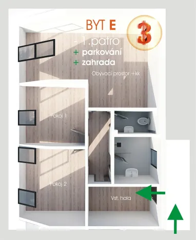 Prodej bytu 3+kk, Svatobořice-Mistřín, Hlavní, 74 m2
