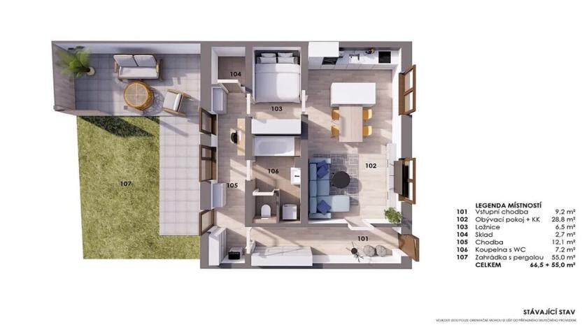 Prodej bytu 2+1, Brno, Farní, 66 m2