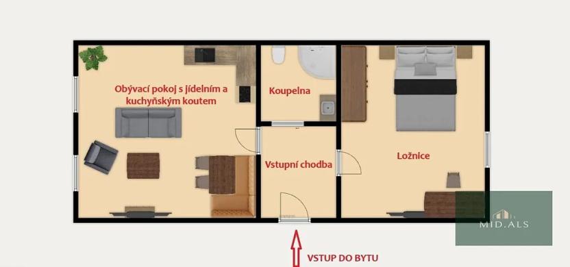 Pronájem bytu 2+kk, Plzeň, Na Roudné, 46 m2