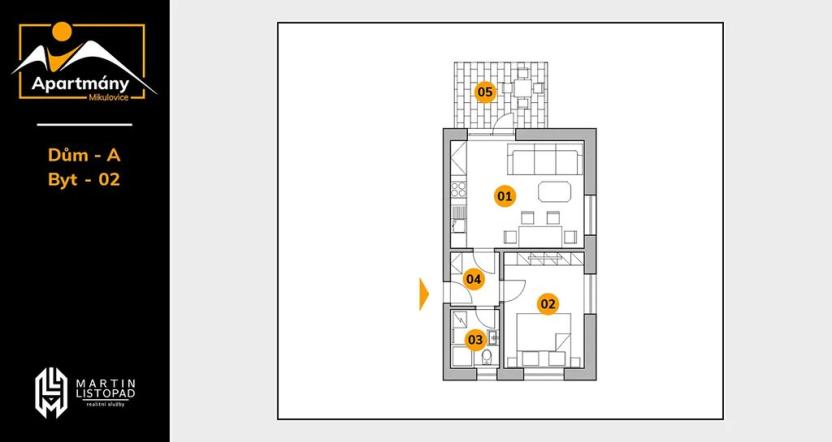 Prodej apartmánu, Mikulovice, 41 m2
