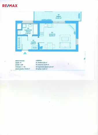 Pronájem bytu 1+kk, Praha - Malešice, Počernická, 42 m2