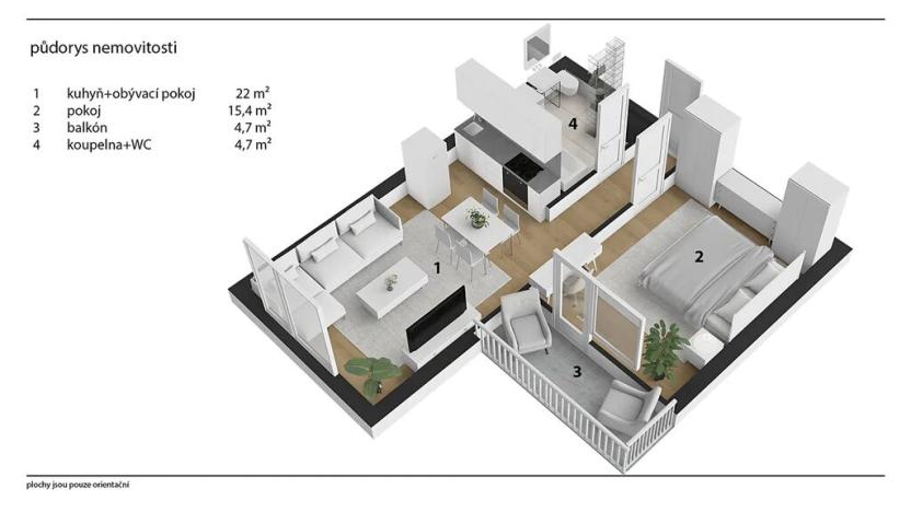 Prodej bytu 2+kk, Hradec Králové, třída Edvarda Beneše, 47 m2