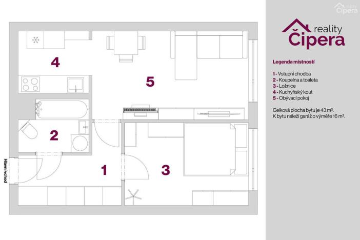 Prodej bytu 2+kk, Praha - Újezd nad Lesy, Malotická, 43 m2