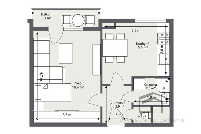 Pronájem bytu 1+1, Praha - Záběhlice, Jabloňová, 33 m2