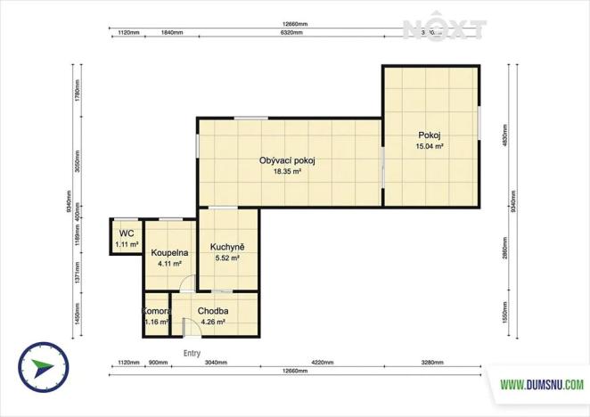 Prodej bytu 2+kk, Šumperk, Vrchlického, 50 m2