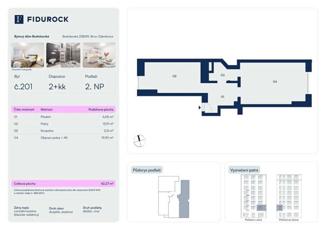 Prodej bytu 2+kk, Brno, Bratislavská, 45 m2