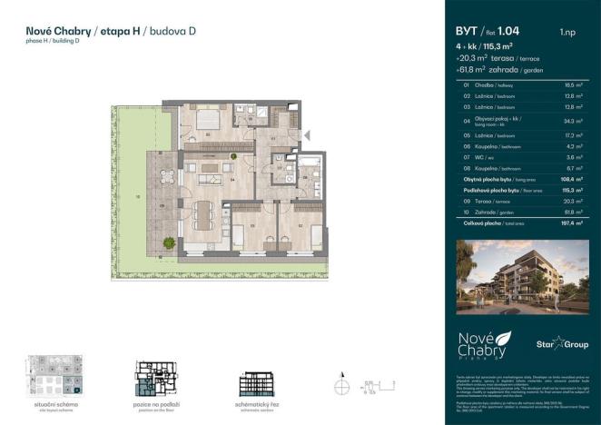 Prodej bytu 4+kk, Praha - Dolní Chabry, Cítovská, 115 m2