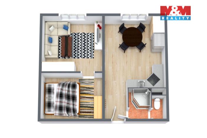 Pronájem bytu 1+1, Kynšperk nad Ohří, U Pivovaru, 40 m2