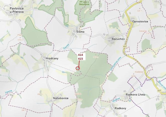 Dražba lesa, Hradčany-Kobeřice, 975 m2