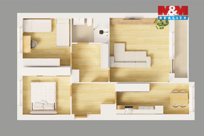 Prodej bytu 3+1, Ústí nad Labem - Krásné Březno, Keplerova, 73 m2