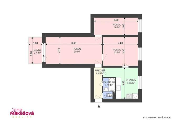 Prodej bytu 3+1, Moravské Budějovice, Janáčkova, 67 m2